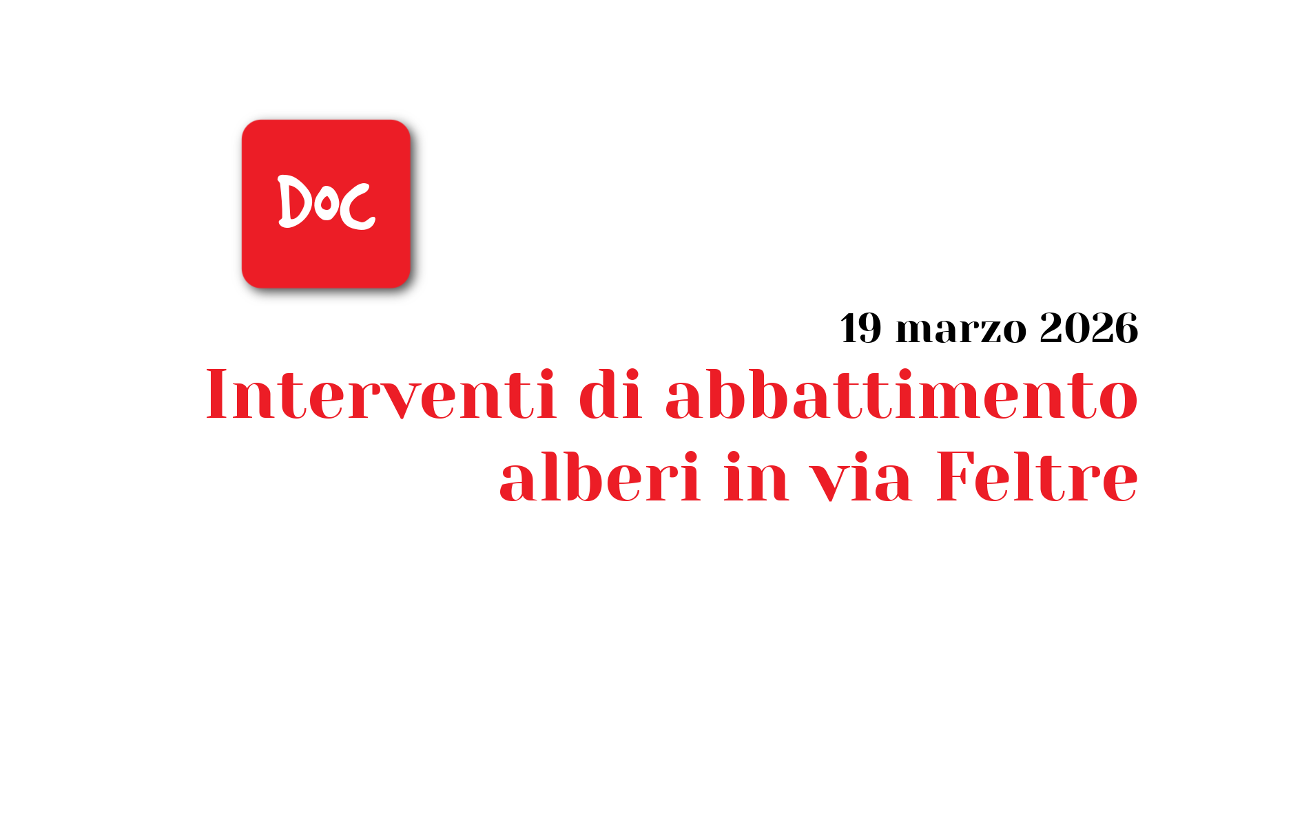 Interventi di abbattimento alberi in via Feltre